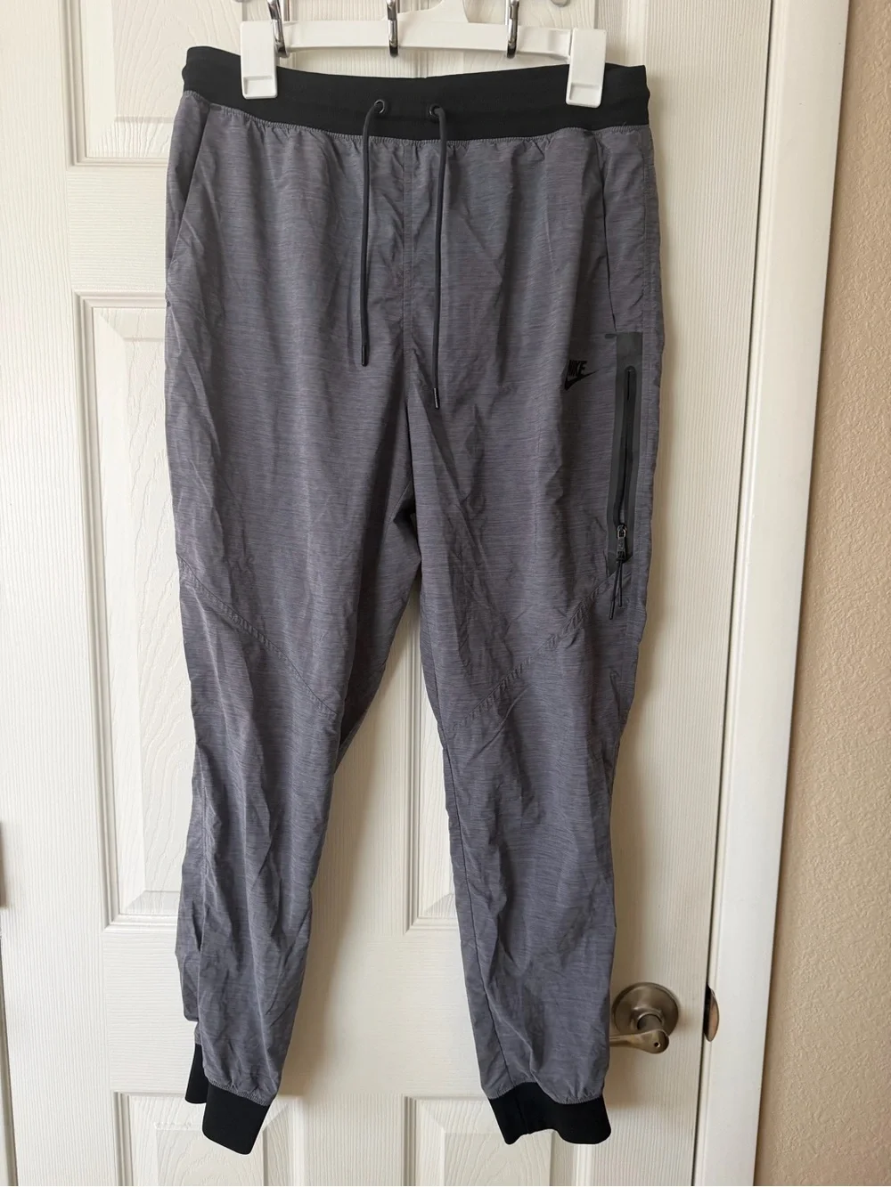 Nike Womens Gray Athletic Joggers with Black Waistband